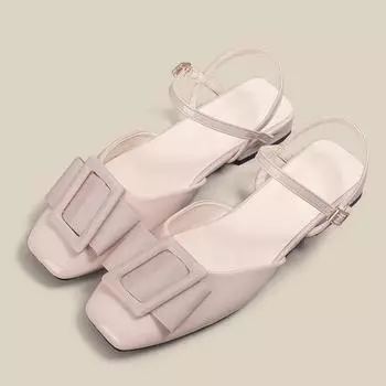 2024 Весна и лето Туфли на высоком каблуке с квадратным носком и пряжкой-бантом Женская обувь Туфли-лодочки на толстом каблуке для вечеринок и танцев 35 чёрный