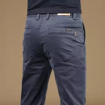 2024 Весна и осень гребенной плюшевой/обычный чистый хлопок простые повседневные свободные прямые мужские деловые эластичные брюки высокого класса 28