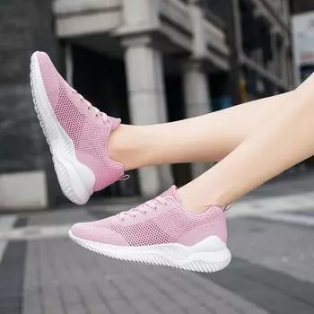2024 Весна и Осень Летающие Кроссовки Женские Повседневные Кроссовки Легкие Кроссовки Для Путешествий Сетчатые Туфли Большие Размеры Женская Обувь 35 белый