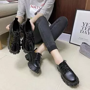 2024 Весна и Осень Маленькие Кожаные Туфли в Английском Стиле Универсальная Повседневная Обувь 36