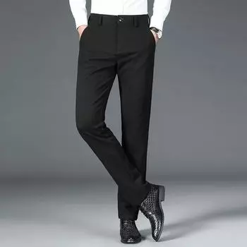 2024 Весна и осень мужские высококачественные эластичные повседневные брюки из мягкой трикотажной шерсти, деловые брюки по индивидуальному заказу, длинные брюки 29 темно-серого