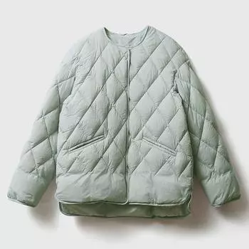 2024 Весна и Осень Новая Мода Rhombus Show Тонкий и тонкий пуховик Женская Круглый Вырез Маленькая Теплая Короткая Куртка S чёрный