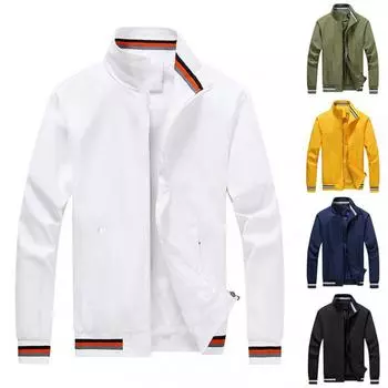 2024 Весна и осень Новая модная повседневная куртка Однотонная куртка Свободная повседневная спортивная универсальная ветрозащитная верхняя часть большого размера M-6XL M жёлтый