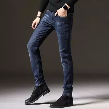 2024 Весна и осень Новые черные джинсы мужские облегающие маленькие ноги эластичные простые и универсальные повседневные брюки 27
