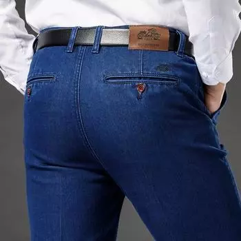 2024 Весна и осень Новые джинсовые прямые брюки делового покроя с драпировкой универсальные брюки для мужчин 28