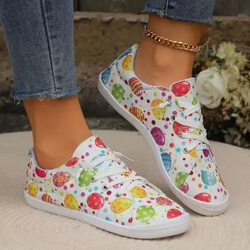 2024 Весна и осень Новые европейские и американские туфли большого размера с граффити, повседневные, спортивные, круглые, женские, одинарные туфли 35 разноцветный