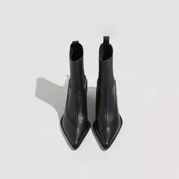 2024 Весна и осень Новые кожаные универсальные удобные верхние ботинки большого размера для женщин, одинарные ботинки для женщин 35 чёрный