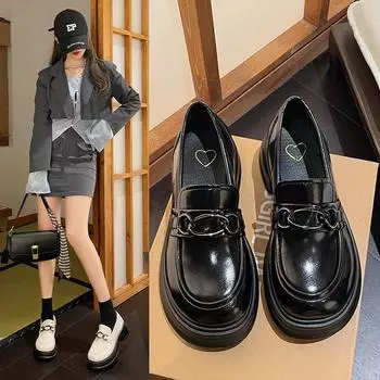 2024 Весна и Осень Новые Туфли Lefu Ретро Одиночные Туфли Толстая Подошва Колледж Английский Стиль Маленькие Кожаные Туфли Женские 35 бежевый