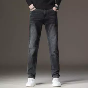 2024 Весна и осень Новые универсальные джинсы мужские свободные прямые брюки-трубы модный бренд деловые эластичные повседневные брюки 28 темно-синий