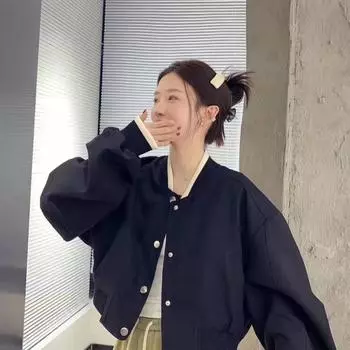 2024 Весна и Осень Новый Возраст Сокращение Розовый Универсальный Бейсбольный Костюм Женская Повседневная Куртка Ниша Корейский Тренд Топ M розовый