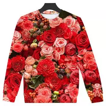 2024 Весна и осень Повседневная 3D цифровая печать круглый вырез тонкий длинный рукав футболка удобный топ универсальный S - 6XL S