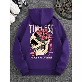 2024 Весна и Осень Повседневная Мужская Толстовка С Длинным Рукавом С Принтом Слоган Череп Универсальная и Удобная Повседневная Толстовка S-3XL S
