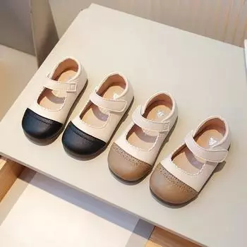 2024 Весна и Осень Принцесса Туфли для Девочек Новые Туфли Мэри Джейн Маленького Размера Мягкая Подошва Корейская Версия Стильных Туфли-Лодочки Gommino 22 чёрный