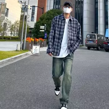 2024 Весна и осень PU красивое пальто мужское Ins High Street модный бренд Гонконгский стиль японский стиль Харадзюку корейский стиль модная свободная куртка M хаки