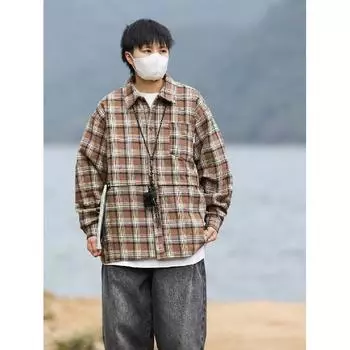 2024 Весна и осень PU красивое пальто мужское Ins High Street модный бренд Гонконгский стиль японский стиль Харадзюку корейский стиль модная свободная куртка M хаки