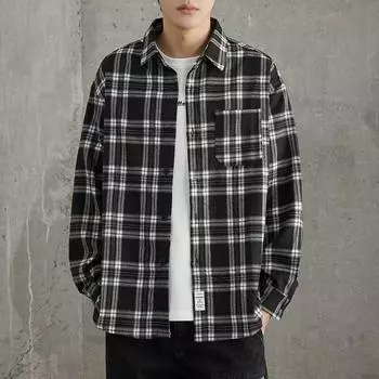 2024 Весна и осень PU красивое пальто мужское Ins High Street модный бренд Гонконгский стиль японский стиль Харадзюку корейский стиль модная свободная куртка M чёрный