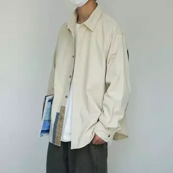 2024 Весна и осень PU красивое пальто мужское Ins High Street модный бренд Гонконгский стиль японский стиль Харадзюку корейский стиль модная свободная куртка M абрикосовый