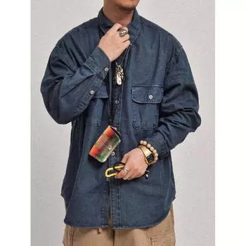 2024 Весна и осень PU красивое пальто мужское Ins High Street модный бренд Гонконгский стиль японский стиль Харадзюку корейский стиль модная свободная куртка M синий