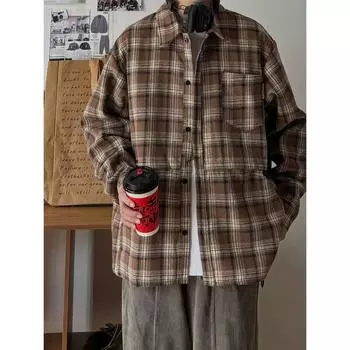 2024 Весна и осень PU красивое пальто мужское Ins High Street модный бренд Гонконгский стиль японский стиль Харадзюку корейский стиль модная свободная куртка M хаки