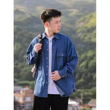 2024 Весна и осень PU красивое пальто мужское Ins High Street модный бренд Гонконгский стиль японский стиль Харадзюку корейский стиль модная свободная куртка M синий