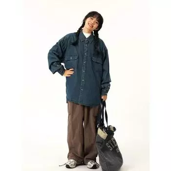 2024 Весна и осень PU красивое пальто мужское Ins High Street модный бренд Гонконгский стиль японский стиль Харадзюку корейский стиль модная свободная куртка M синий