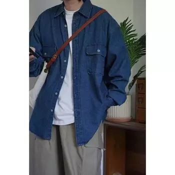 2024 Весна и осень PU красивое пальто мужское Ins High Street модный бренд Гонконгский стиль японский стиль Харадзюку корейский стиль модная свободная куртка M синий