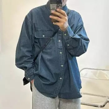 2024 Весна и осень PU красивое пальто мужское Ins High Street модный бренд Гонконгский стиль японский стиль Харадзюку корейский стиль модная свободная куртка M синий