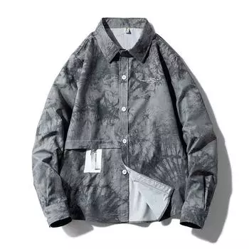 2024 Весна и осень рубашка с длинным рукавом японский стиль Гонконг Ins свободная рубашка мужская летняя модная универсальная повседневная куртка M абрикосовый