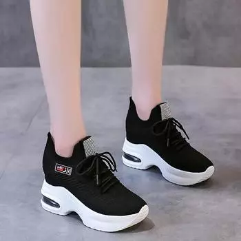 2024 Весна и осень Сезон Увеличенные Папины Туфли Женские Модные Сетчатые Дышащие Толстые Подошвы Повседневные Спортивные Туфли 35 белый