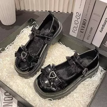 2024 Весна и Осень Высококачественная женская обувь Модные туфли с круглым носком на среднем каблуке с бантом и пряжкой в виде одного слова для женщин Мэри Джейн 35 бежевый