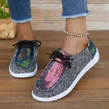 2024 Весна и Осень Женская Вулканизированная Обувь Легкая Плоская Обувь Большого Размера Шнуровка Дышащая Спортивная Обувь Женская Обувь 36 бежевый