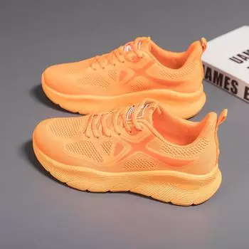2024 Весна и Осень Женские Новые Сетчатые Дышащие Кроссовки Для Бега и Спорта Модные Универсальные Роскошные Повседневные Кроссовки 35 оранжевый