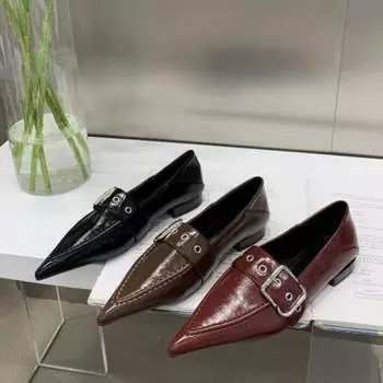 2024 Весна и осень Женские туфли на плоской подошве в корейском стиле с острым носком для вечеринок Женские туфли Мэри Джейн на плоской подошве Женские повседневные туфли-лодочки 35