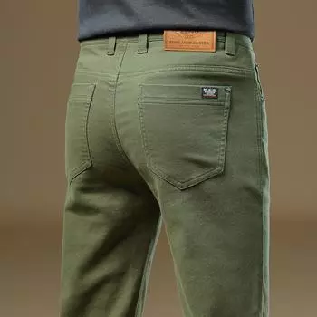 2024 Весна и Осень Зима Новые мужские высококачественные узкие удобные повседневные брюки Узкие прямые дышащие деловые длинные брюки 28 армия зеленый