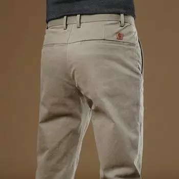 2024 Весна и Осень Зима Новые Высококачественные Мужские Мягкие/Тонкие Повседневные Брюки Узкие Прямые Трубы Универсальные Деловые Костюмы Длинные Брюки 28 чёрный