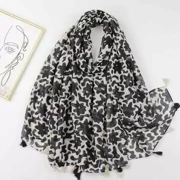 2024 Весна и Осень Зима Новый Хлопок И Конопля Длинный Тонкий Шарф Путешествия Универсальный Солнцезащитный Теплый Шаль Для Женщин 90*180cm