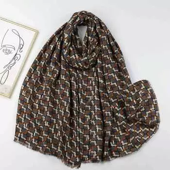 2024 Весна и Осень Зима Новый Хлопок И Конопля Длинный Тонкий Шарф Путешествия Универсальный Солнцезащитный Теплый Шаль Для Женщин 88*180cm хаки