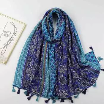 2024 Весна и Осень Зима Новый Хлопок И Конопля Длинный Тонкий Шарф Путешествия Универсальный Солнцезащитный Теплый Шаль Для Женщин 88*180cm чёрный