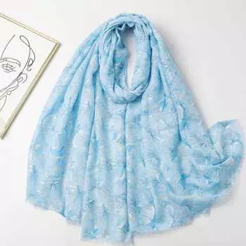 2024 Весна и Осень Зима Новый Хлопок И Конопля Длинный Тонкий Шарф Путешествия Универсальный Солнцезащитный Теплый Шаль Для Женщин 88*180cm синий
