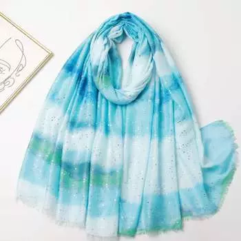 2024 Весна и Осень Зима Новый Хлопок И Конопля Длинный Тонкий Шарф Путешествия Универсальный Солнцезащитный Теплый Шаль Для Женщин 88*180cm синий