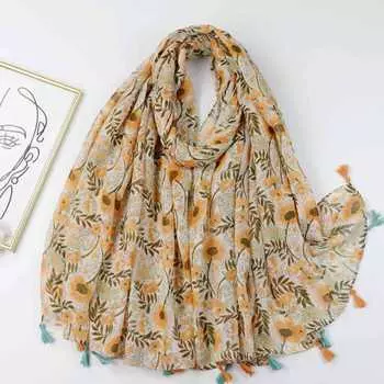 2024 Весна и Осень Зима Новый Хлопок И Конопля Длинный Тонкий Шарф Путешествия Универсальный Солнцезащитный Теплый Шаль Для Женщин 90*180cm