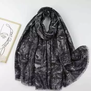 2024 Весна и Осень Зима Новый Хлопок И Конопля Длинный Тонкий Шарф Путешествия Универсальный Солнцезащитный Теплый Шаль Для Женщин 88*180cm чёрный