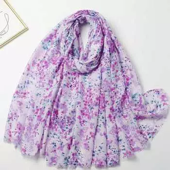 2024 Весна и Осень Зима Новый Хлопок И Конопля Длинный Тонкий Шарф Путешествия Универсальный Солнцезащитный Теплый Шаль Для Женщин 88*180cm синий