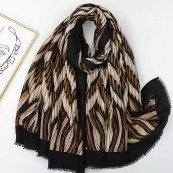 2024 Весна и Осень Зима Новый Хлопок И Конопля Длинный Тонкий Шарф Путешествия Универсальный Солнцезащитный Теплый Шаль Для Женщин 88*180cm чёрный