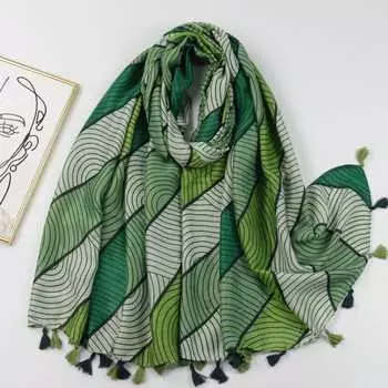 2024 Весна и Осень Зима Новый Хлопок И Конопля Длинный Тонкий Шарф Путешествия Универсальный Солнцезащитный Теплый Шаль Для Женщин 88*180cm чёрный