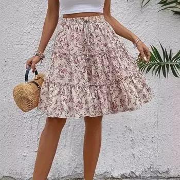 2024 Весна/Лето Цветочная мода женские широкие драпированные шорты юбка брюки