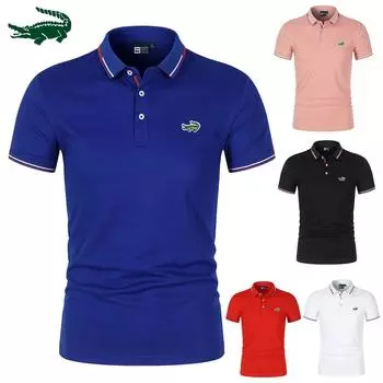 2024 Весна/Лето Новая мужская рубашка-поло с вышивкой, дышащий верх, быстросохнущая рубашка-поло, впитывающая влагу, рубашка-поло L синий