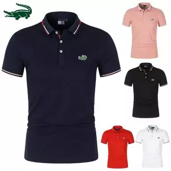 2024 Весна/Лето Новая мужская рубашка-поло с вышивкой, дышащий верх, быстросохнущая рубашка-поло, впитывающая влагу, рубашка-поло L чёрный