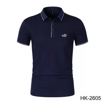 2024 Весна/Лето Новая вышитая рубашка-поло Прохладный шелковый хлопок Мужская дышащая верхняя одежда Быстросохнущая рубашка-поло Влагоотводящая рубашка-поло L армия зеленый