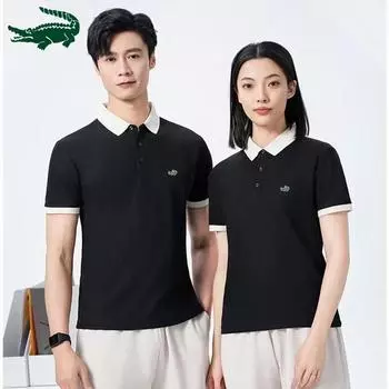 2024 Весна/Лето Новые мужские и женские удобные и дышащие быстросохнущие рубашки поло с вышивкой L чёрный